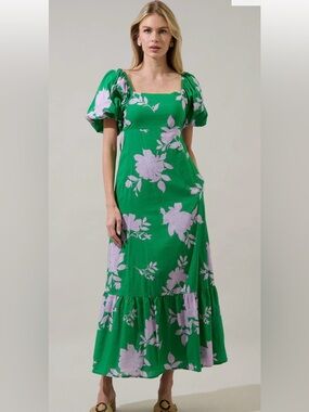 Zama Floral Xena Puff Sleeve Maxi Dress
 - Sugarlips NWT